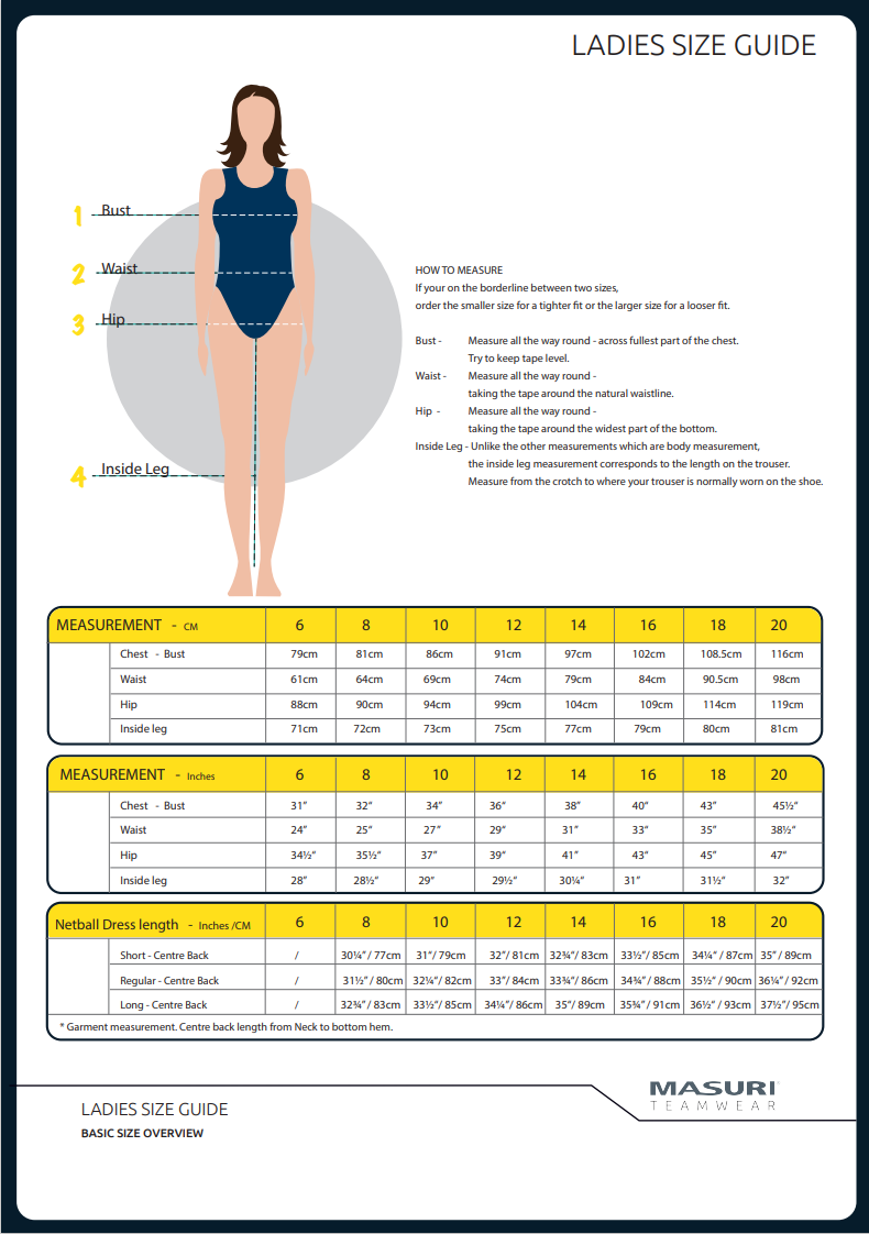 2. Women's size guide